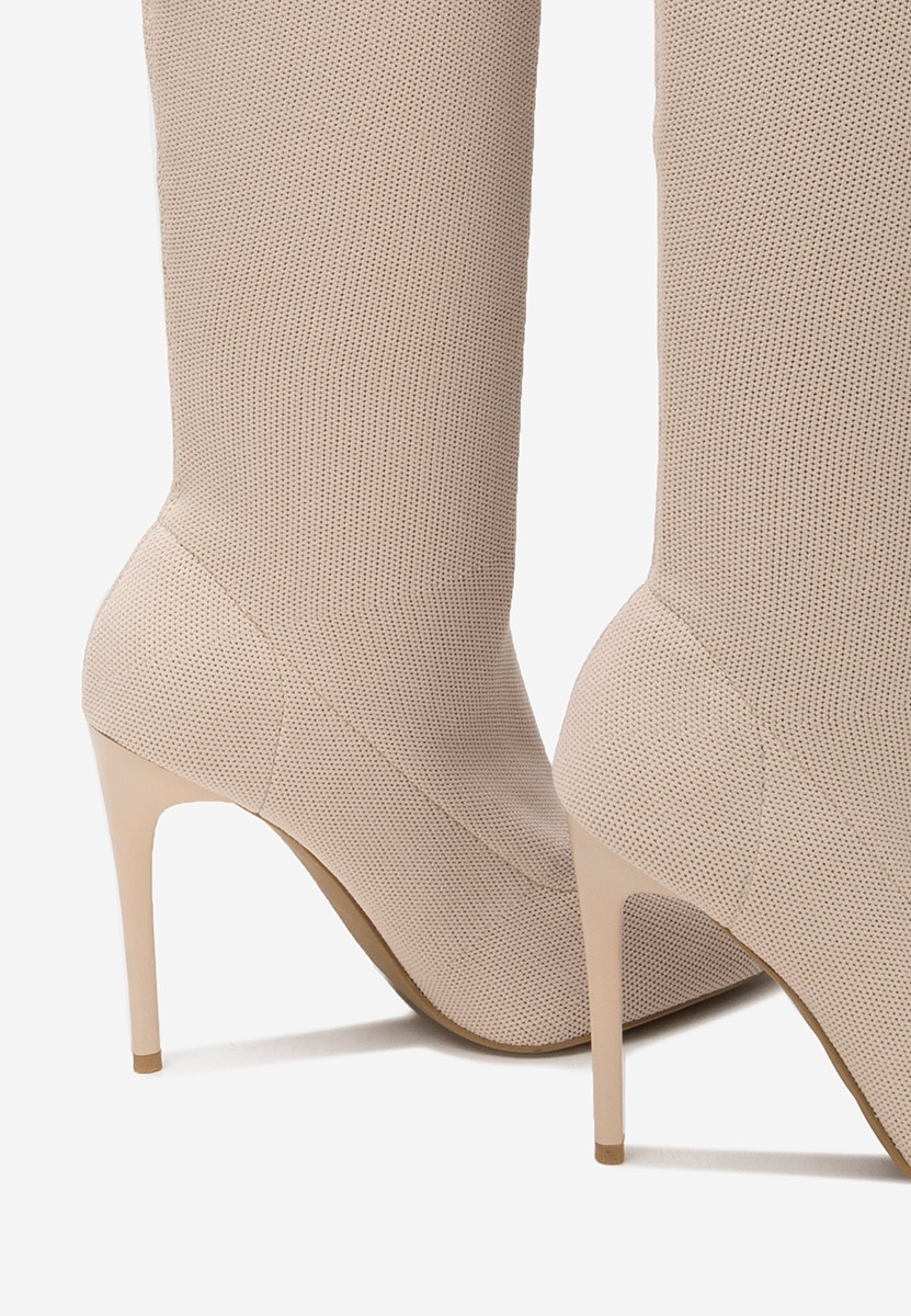 Cizme lungi peste genunchi Shanicea bej