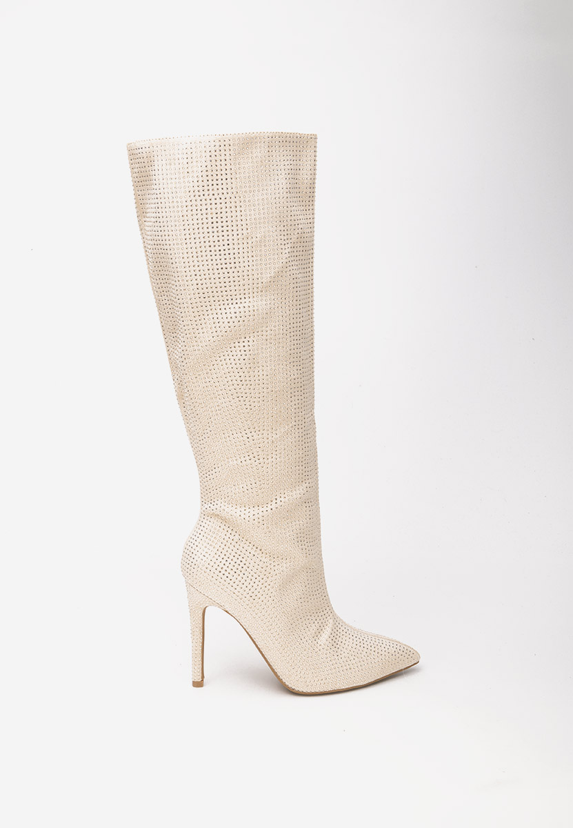 Cizme cu toc subtire Minodora bej