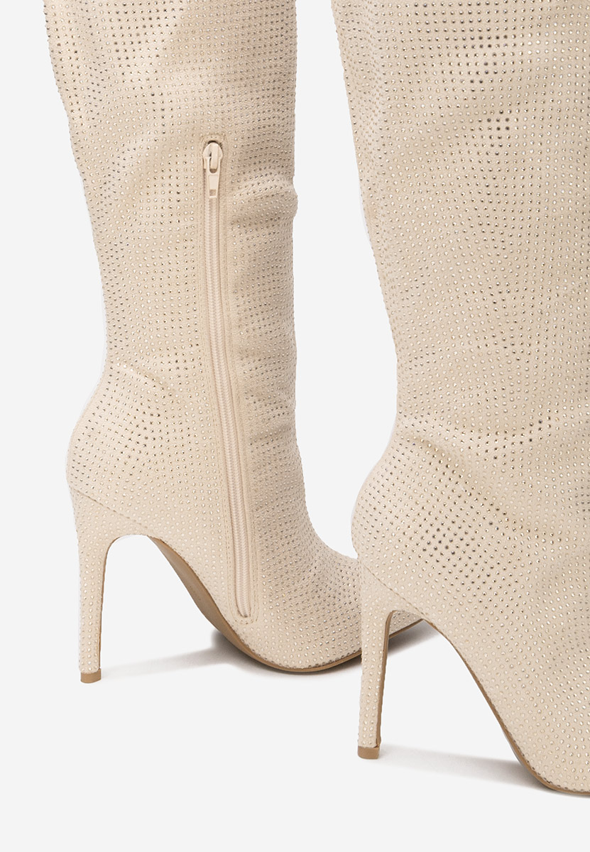 Cizme cu toc subtire Minodora bej