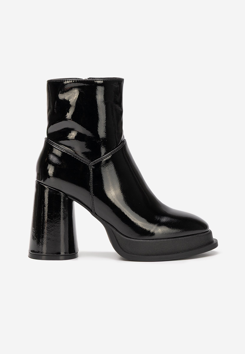 Botine cu toc gros Amiela negre