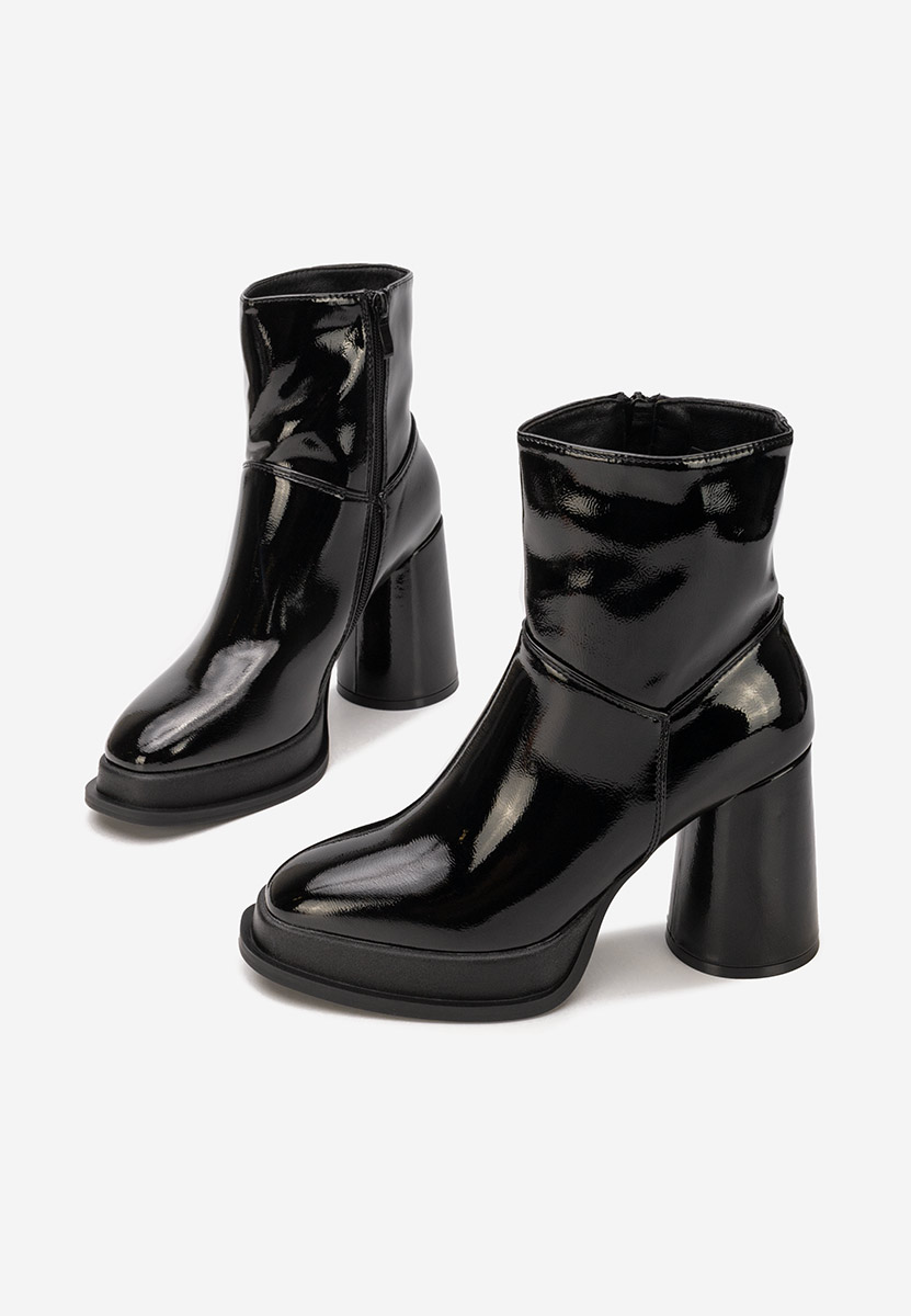 Botine cu toc gros Amiela negre
