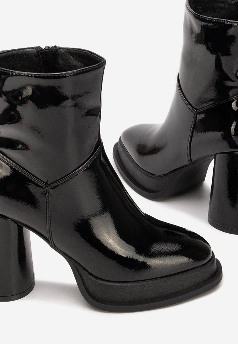 Botine cu toc gros Amiela negre