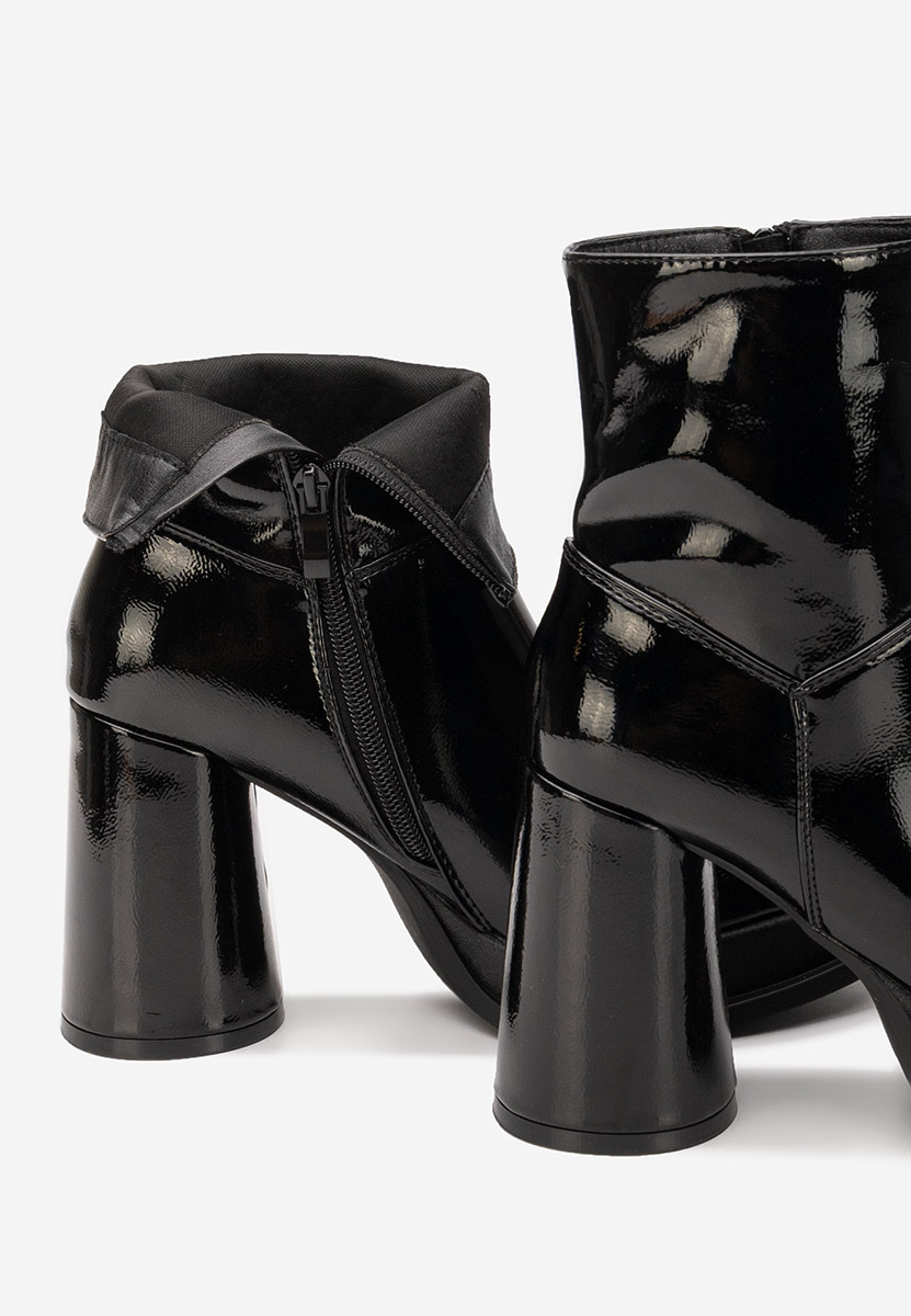 Botine cu toc gros Amiela negre