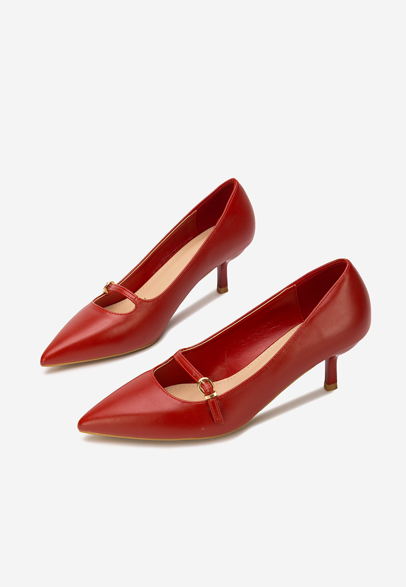 Pantofi stiletto cu toc mic Rilora rosii