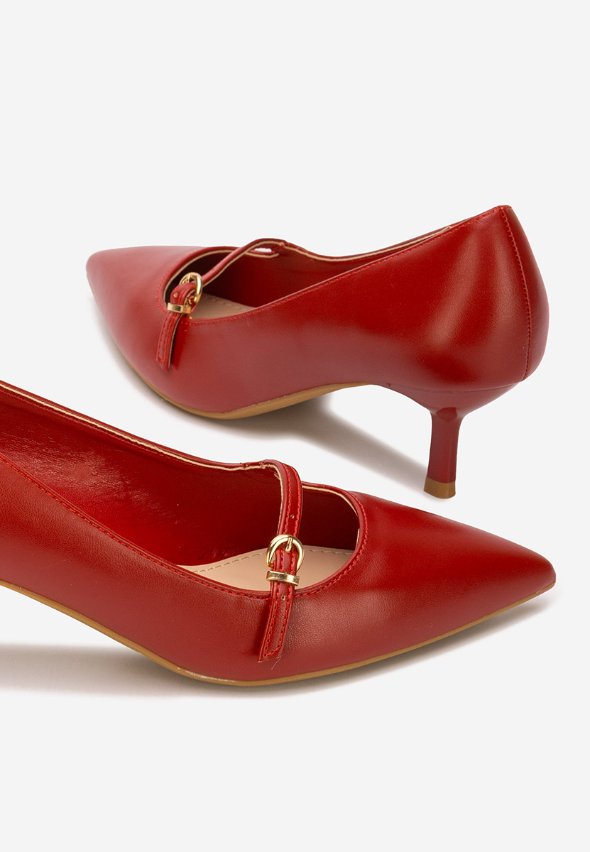 Pantofi stiletto cu toc mic Rilora rosii