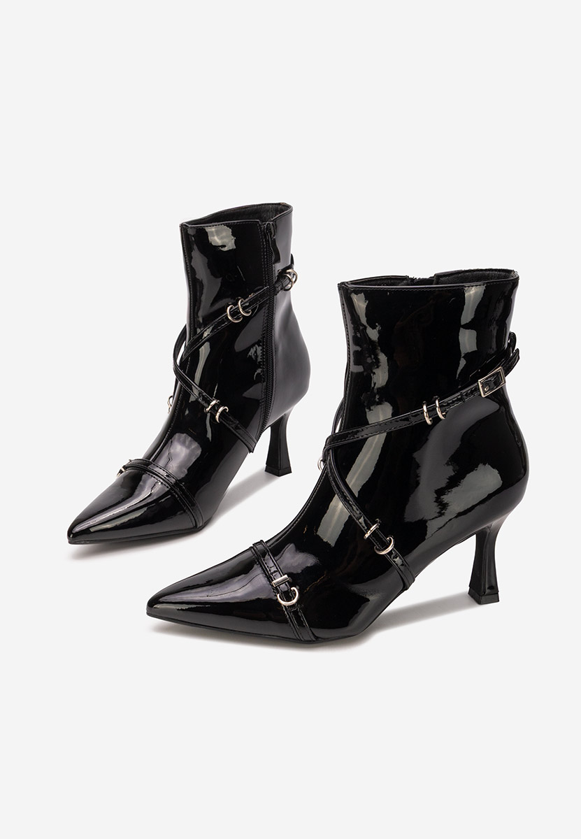 Botine cu toc subtire Marcelia negre