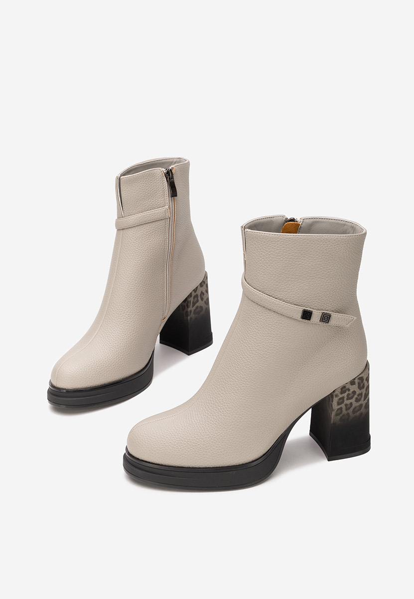 Botine cu toc gros Rannia gri