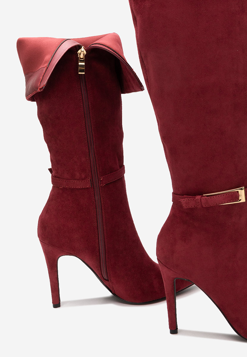 Cizme cu toc subtire Narcisia grena