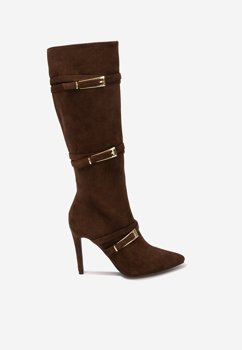 Cizme cu toc subtire Ernesia maro