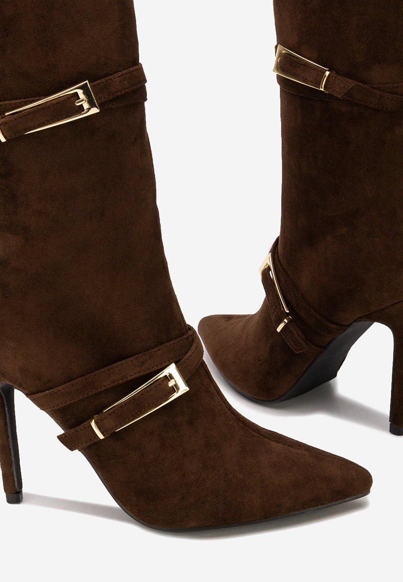 Cizme cu toc subtire Ernesia maro