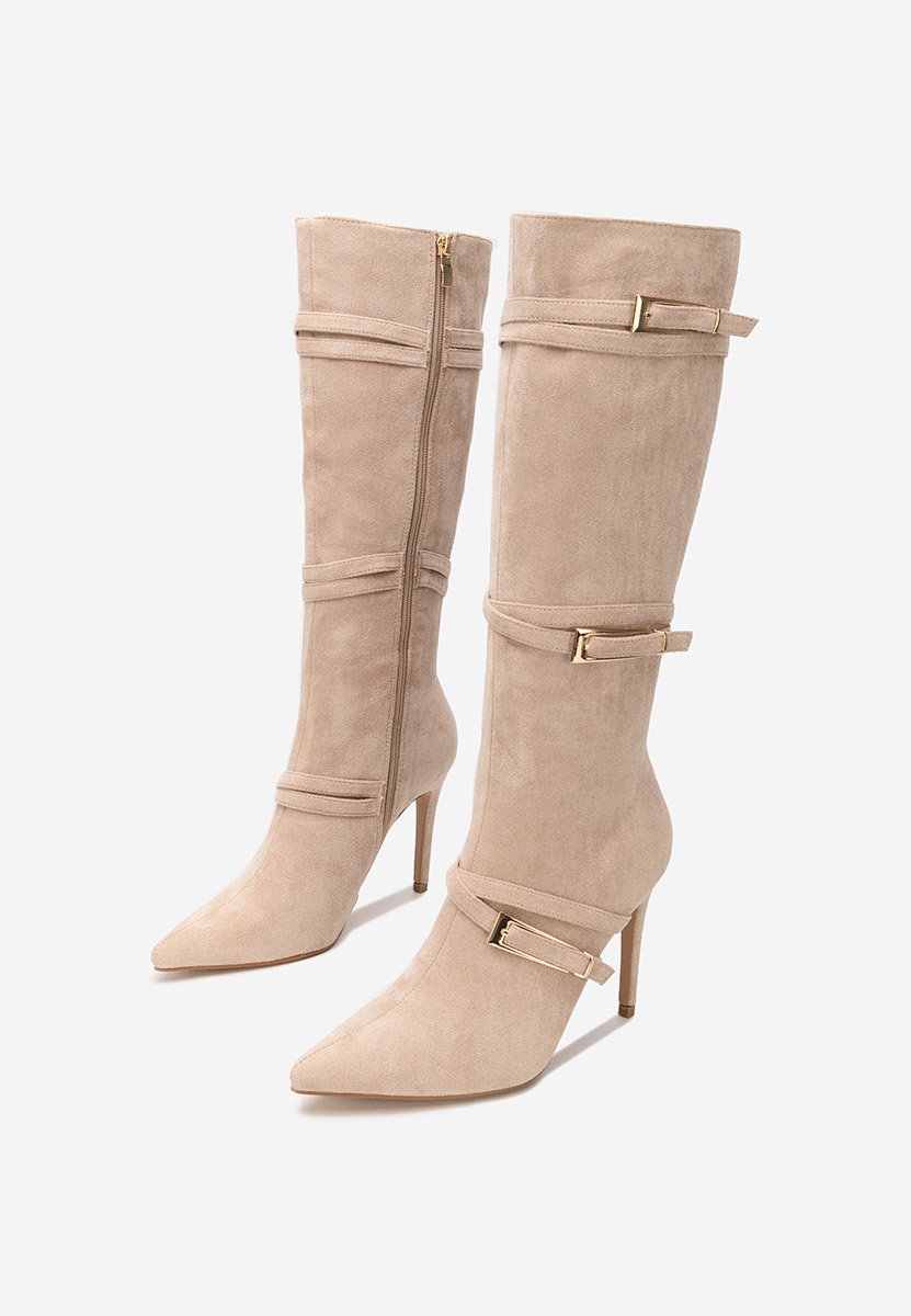 Cizme cu toc subtire Ernesia bej