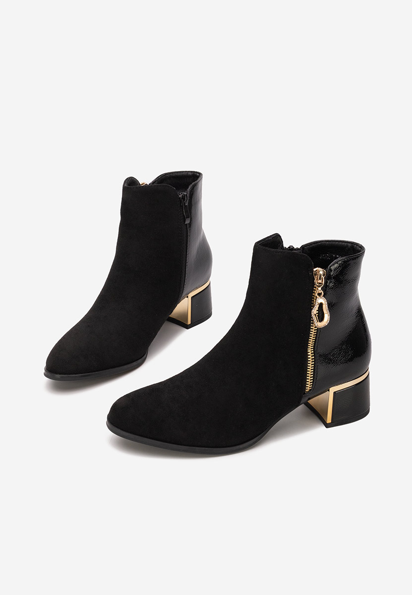 Botine cu toc gros Daisina negre