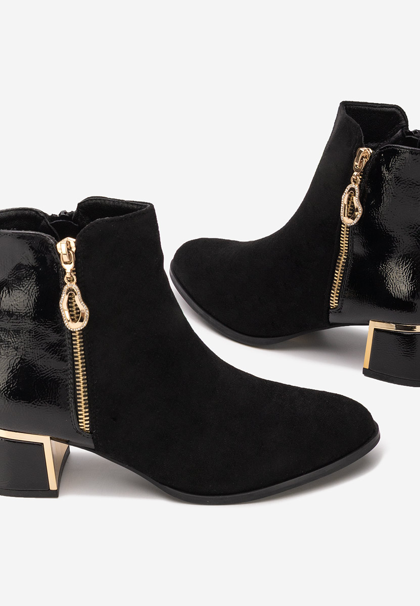 Botine cu toc gros Daisina negre