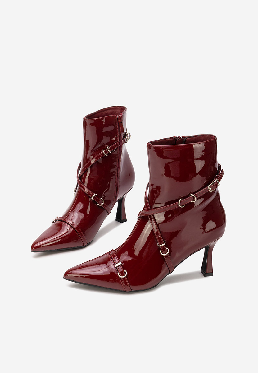 Botine cu toc subtire Marcelia grena