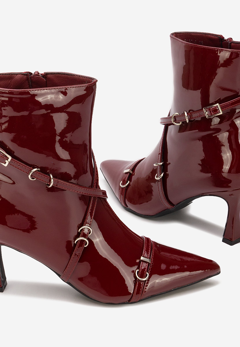 Botine cu toc subtire Marcelia grena