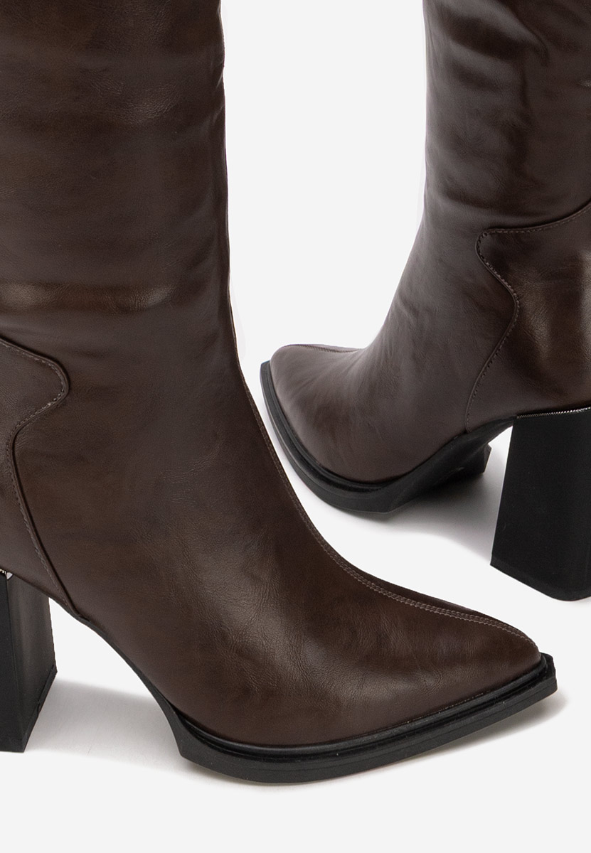 Cizme cu toc gros Ricardia maro