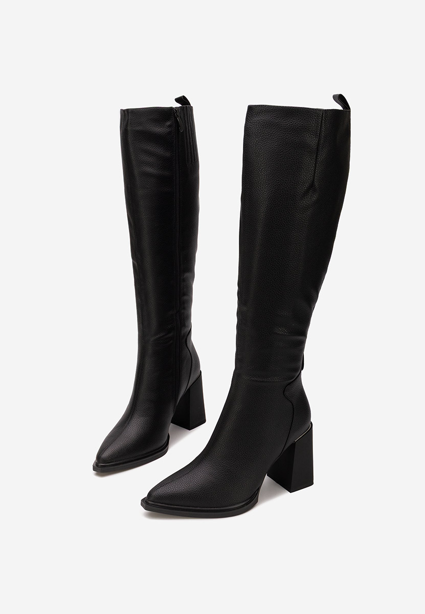Cizme cu toc gros Ricardia V2 negre