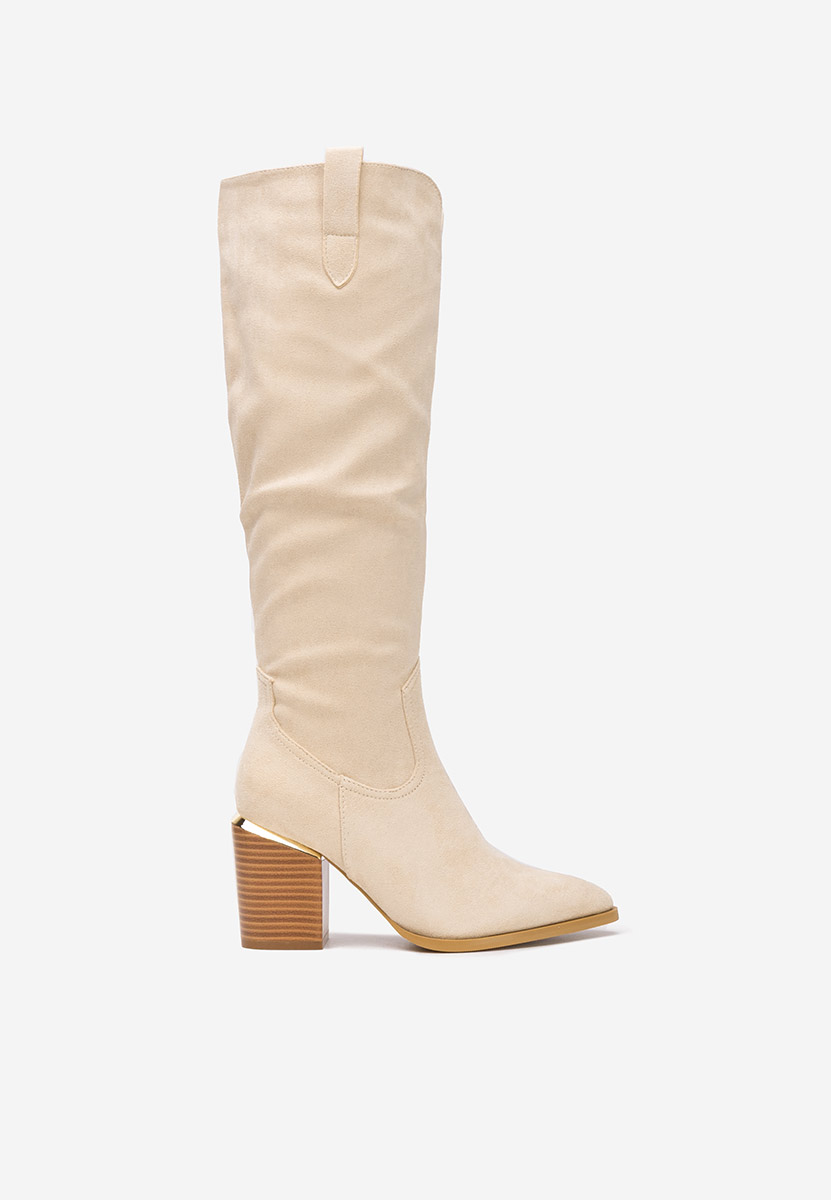 Cizme cu toc gros Jasaria bej