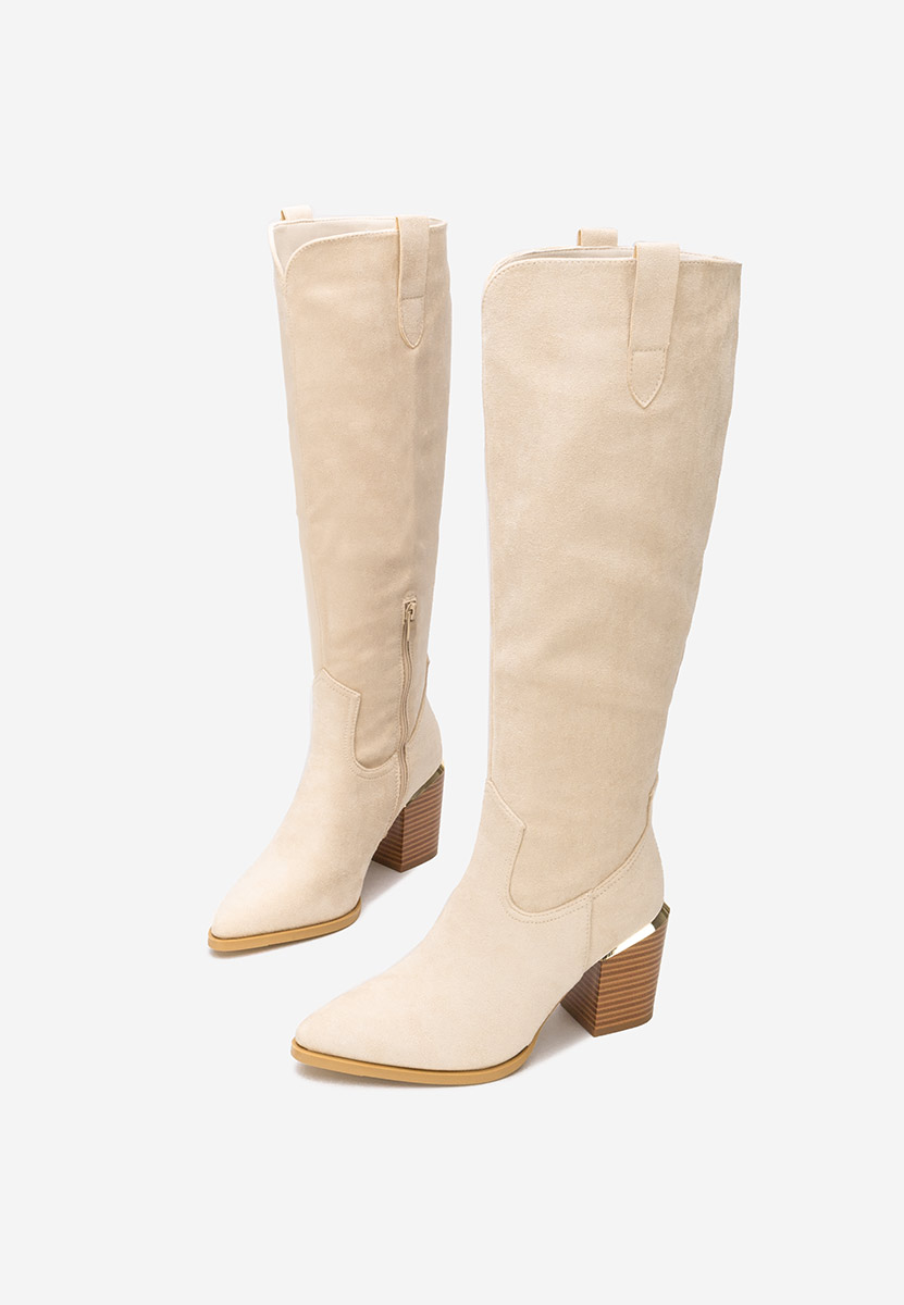 Cizme cu toc gros Jasaria bej