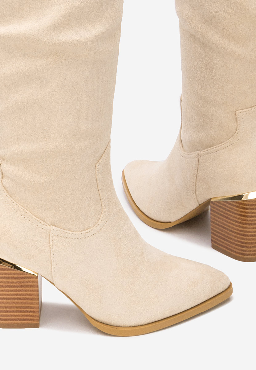 Cizme cu toc gros Jasaria bej