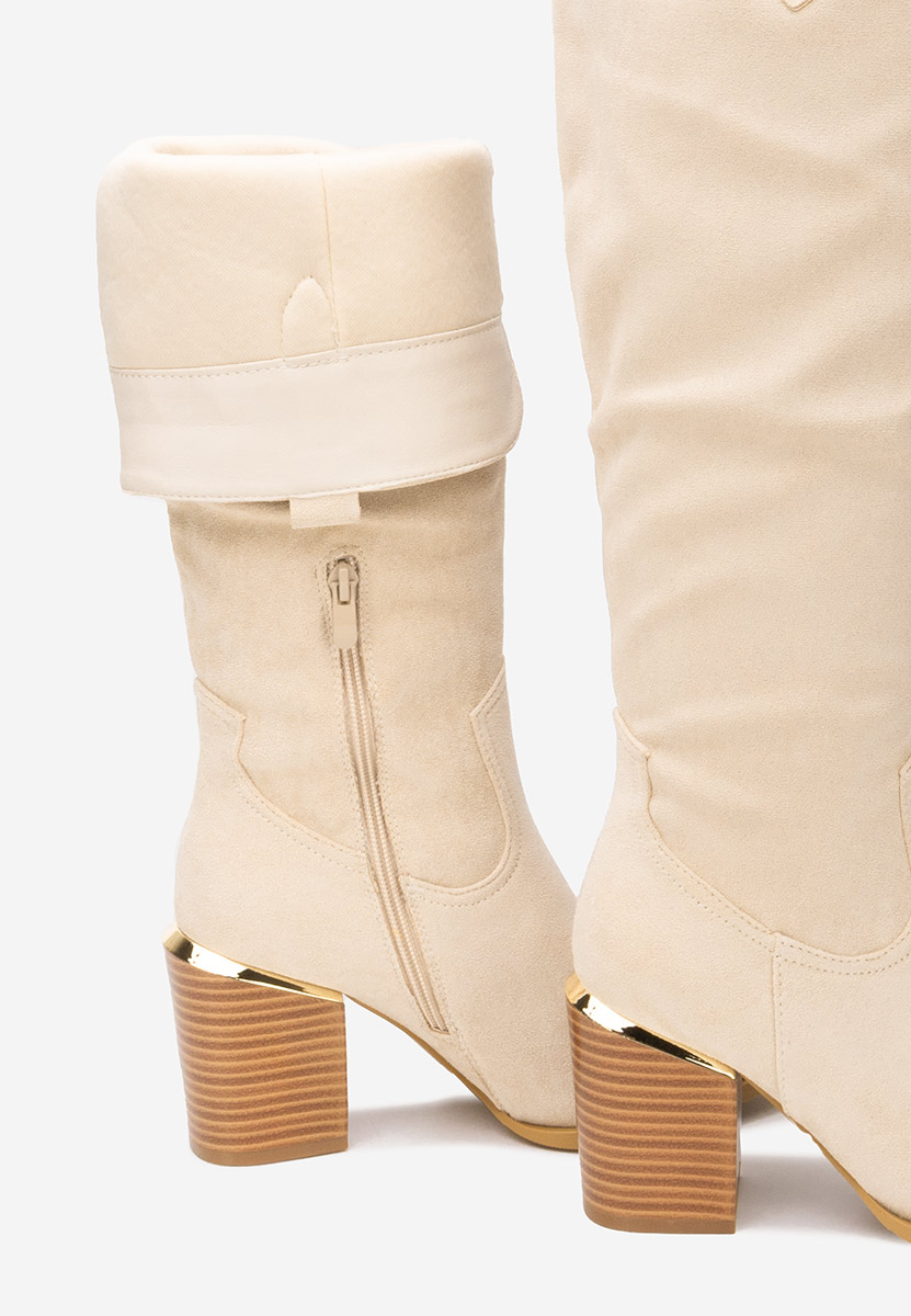 Cizme cu toc gros Jasaria bej