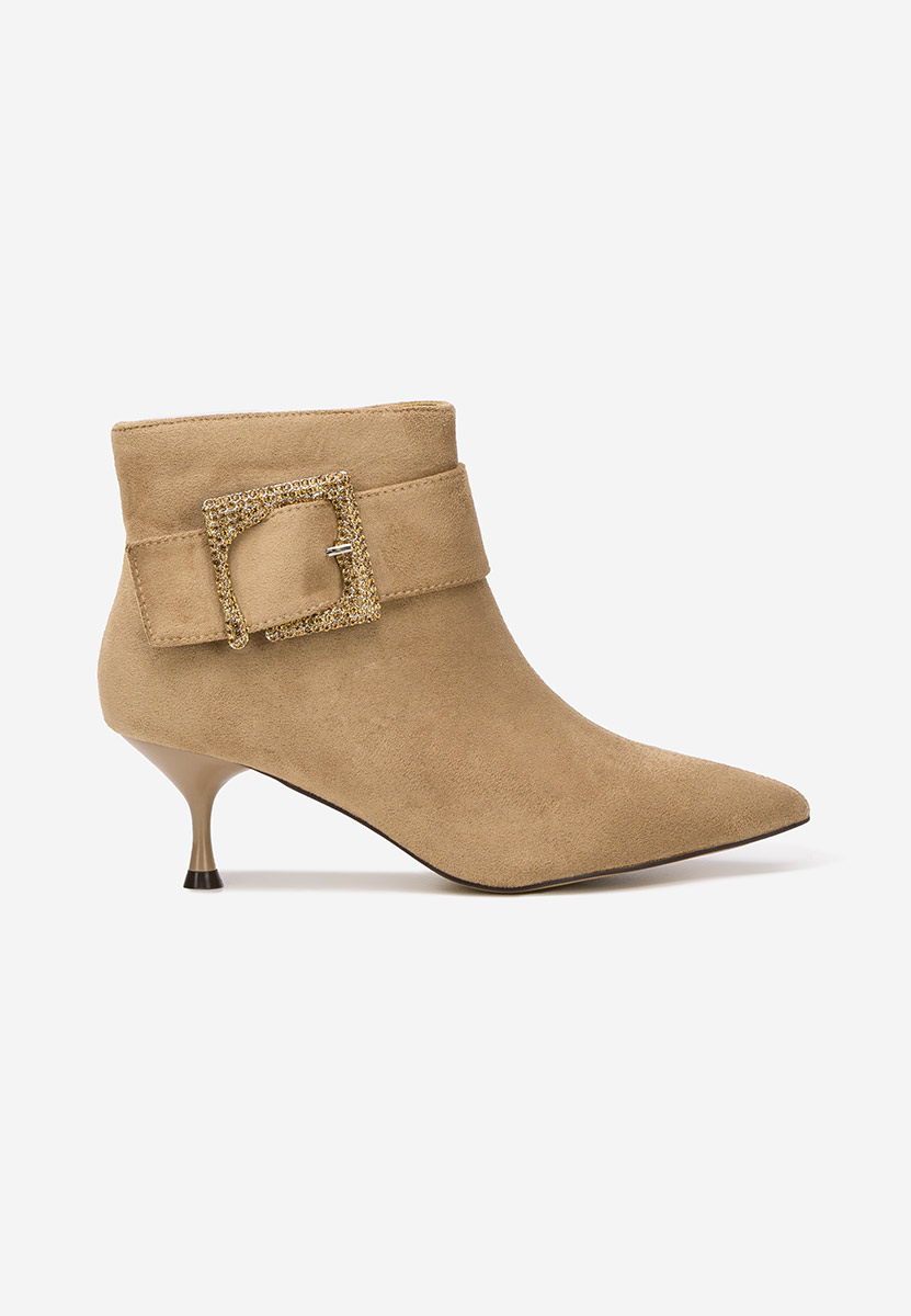 Botine cu toc subtire Karlene kaki