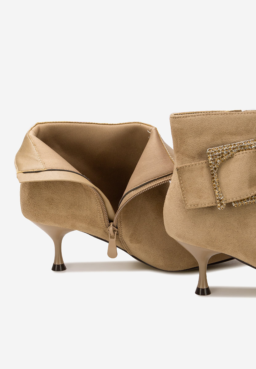 Botine cu toc subtire Karlene kaki