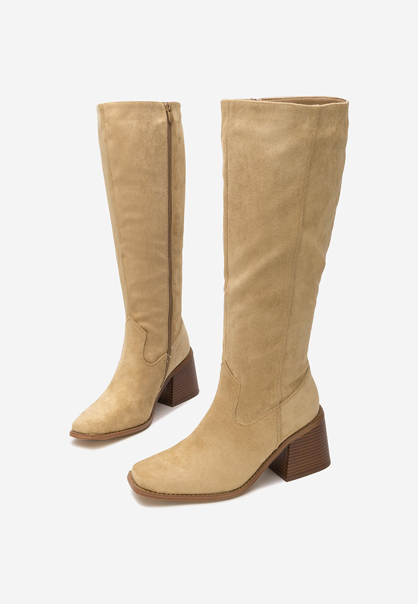 Cizme cu toc gros Kalvesa kaki