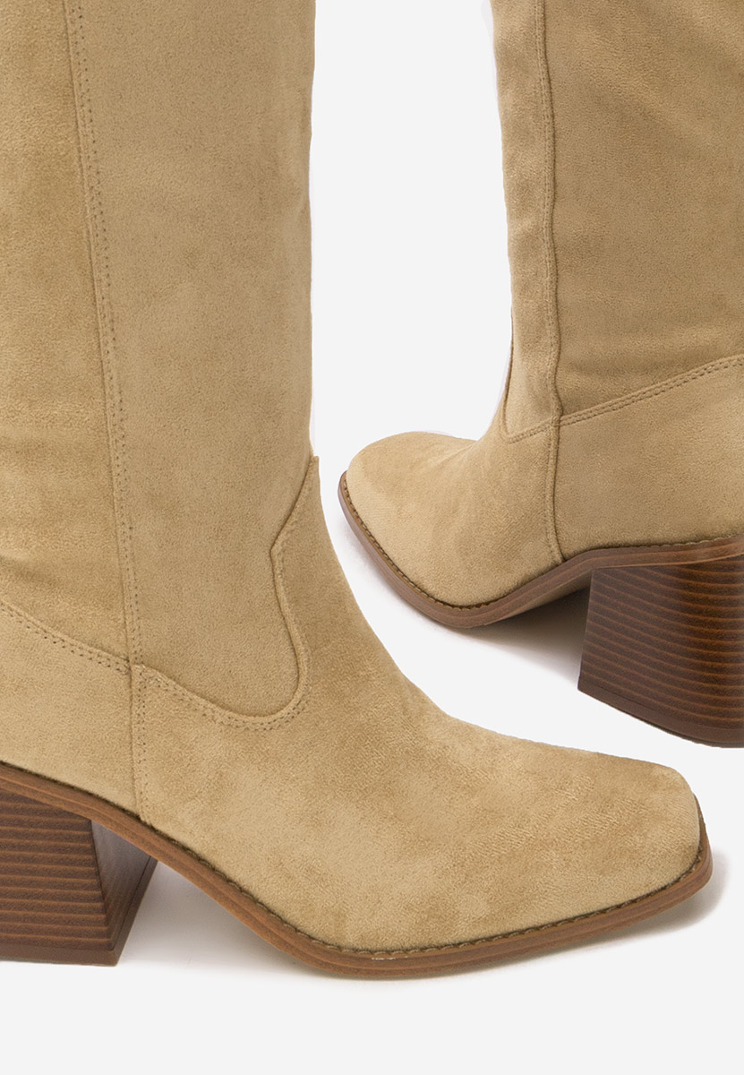 Cizme cu toc gros Kalvesa kaki