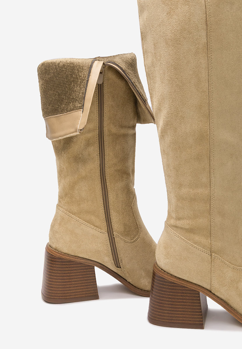 Cizme cu toc gros Kalvesa kaki