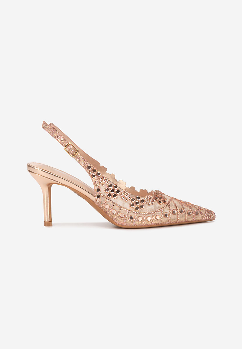 Pantofi cu toc slingback Silvona champagne