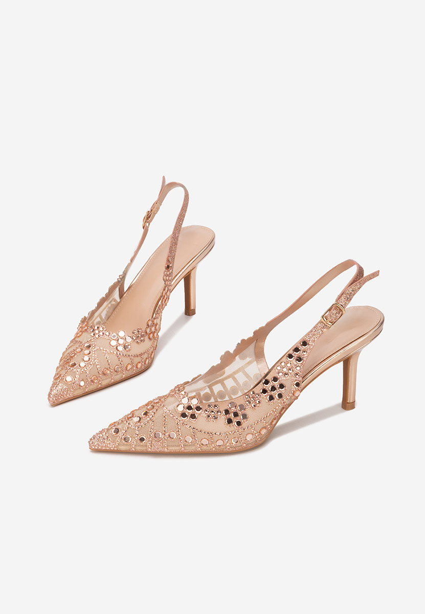 Pantofi cu toc slingback Silvona champagne