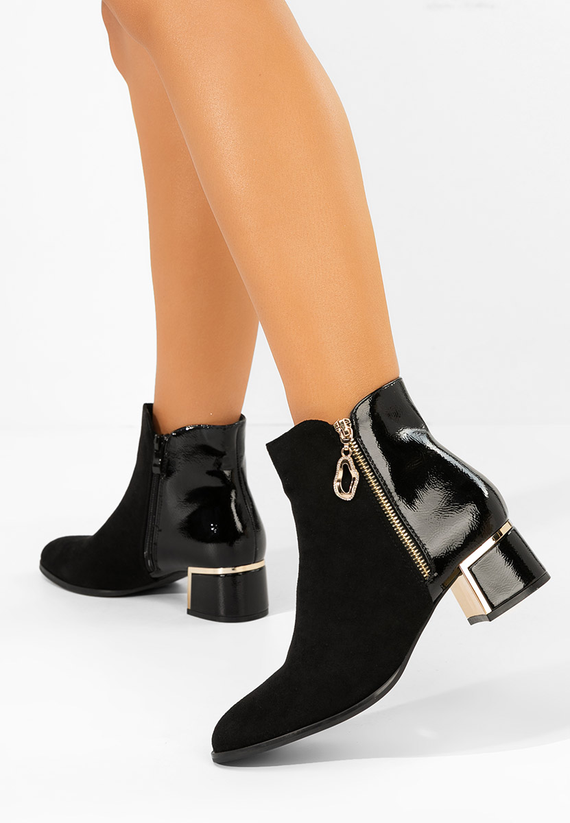 Botine cu toc gros Daisina negre