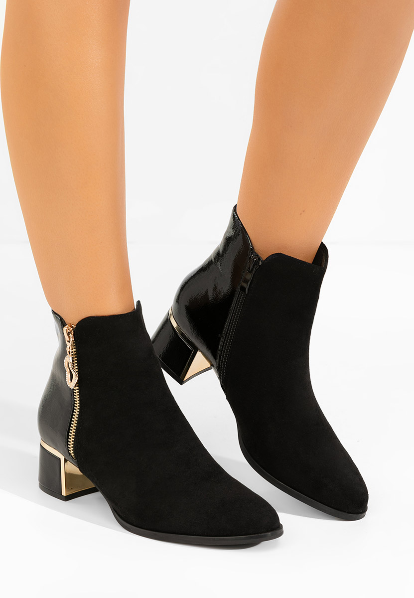 Botine cu toc gros Daisina negre
