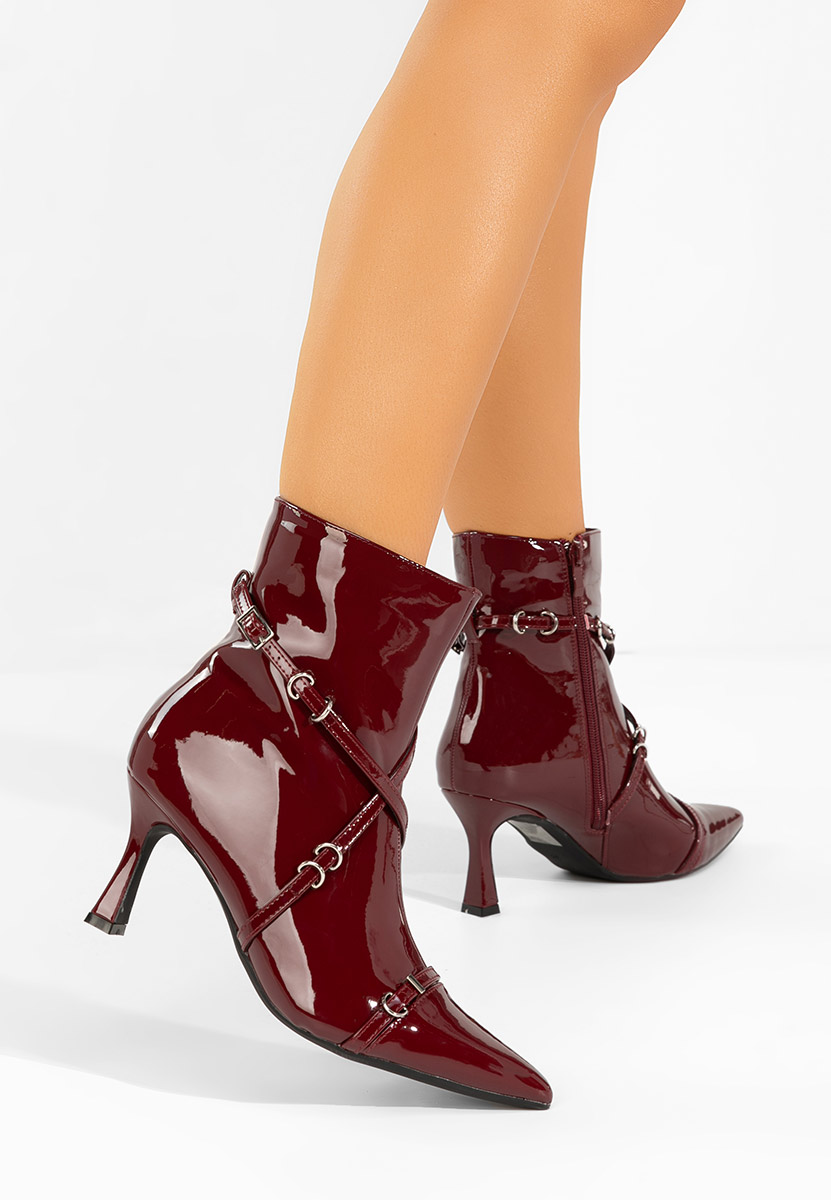 Botine cu toc subtire Marcelia grena