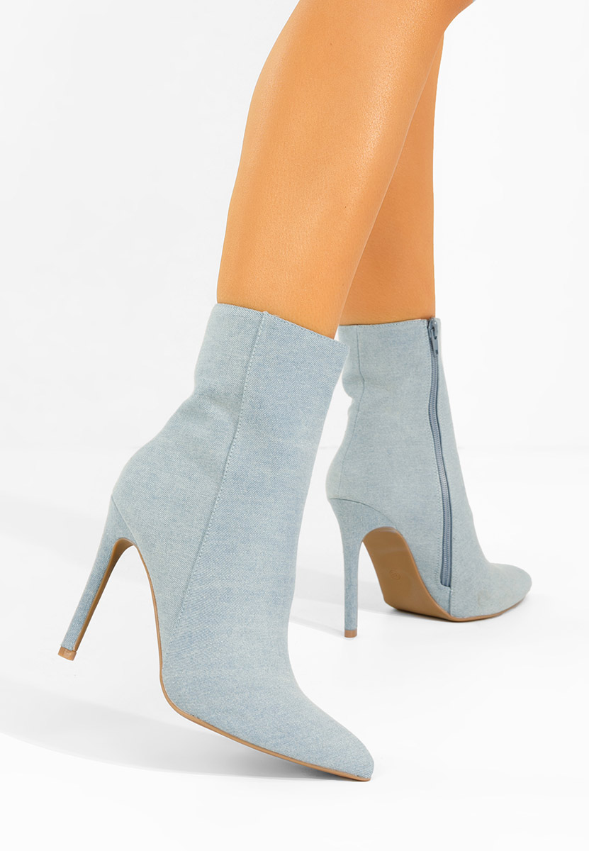 Botine cu toc subtire Cendria denim
