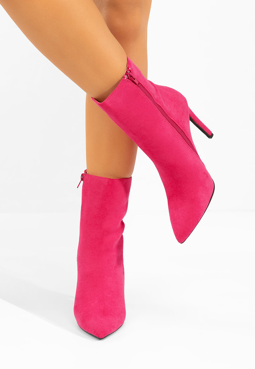 Botine cu toc subtire Cendria fucsia
