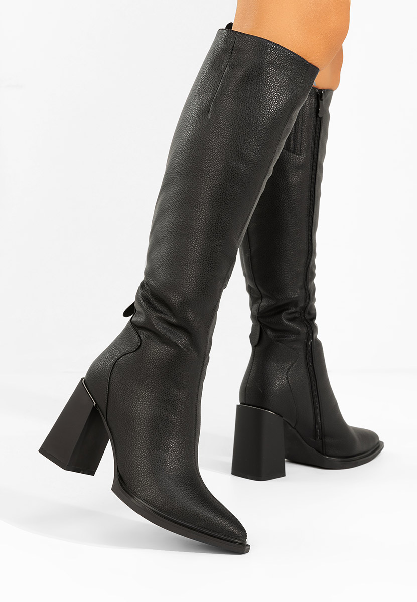 Cizme cu toc gros Ricardia V2 negre