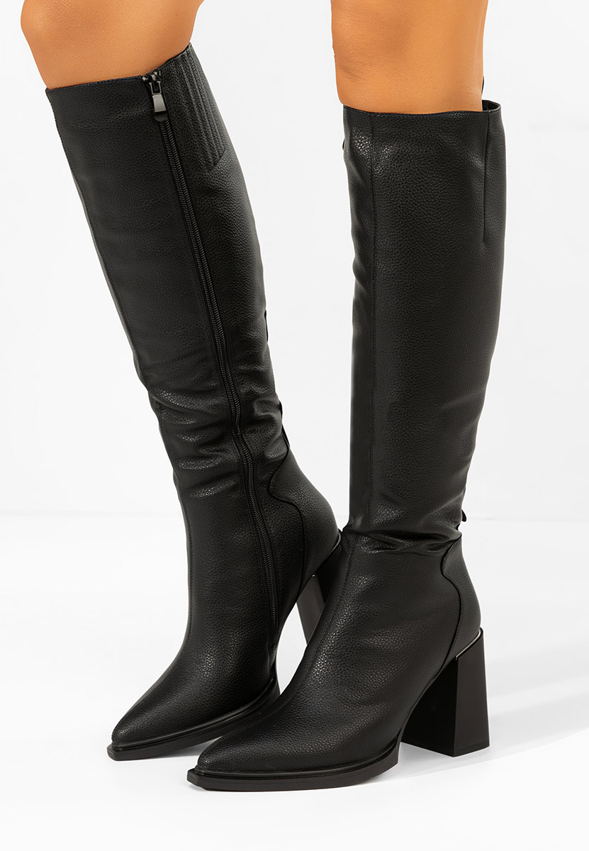 Cizme cu toc gros Ricardia V2 negre