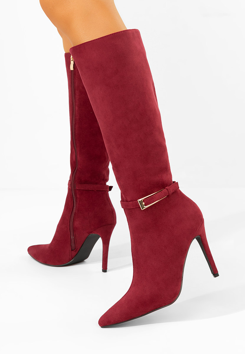 Cizme cu toc subtire Narcisia grena