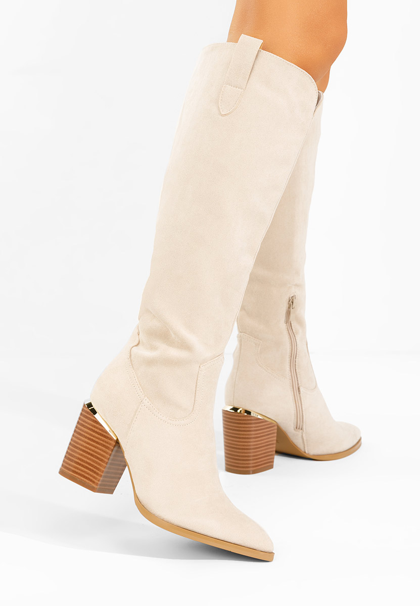 Cizme cu toc gros Jasaria bej