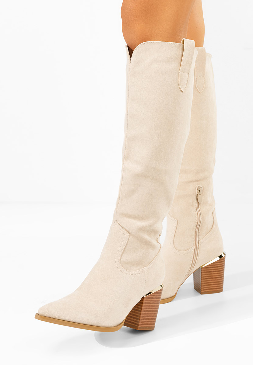 Cizme cu toc gros Jasaria bej