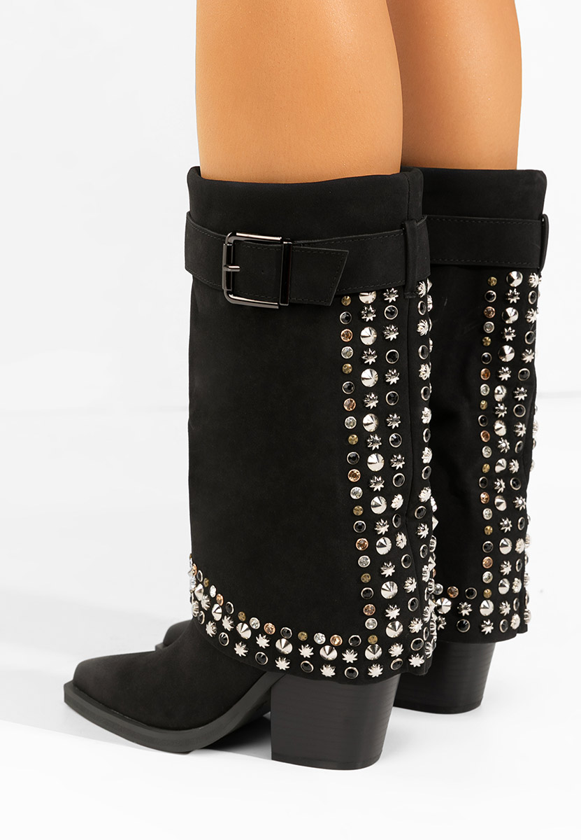 Cizme cu toc gros Melvora negre