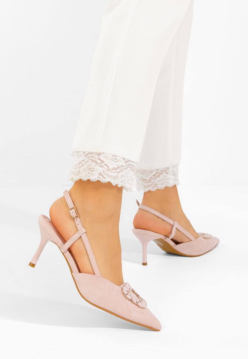 Pantofi cu toc slingback Castalia roz