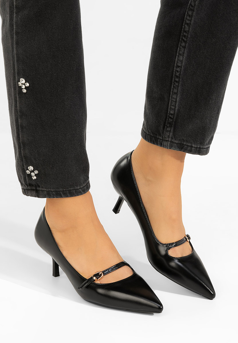 Pantofi stiletto cu toc mic Rilora negri