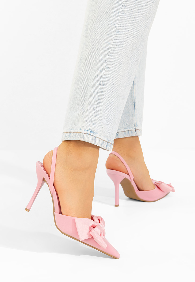 Pantofi cu toc subtire Calenia roz
