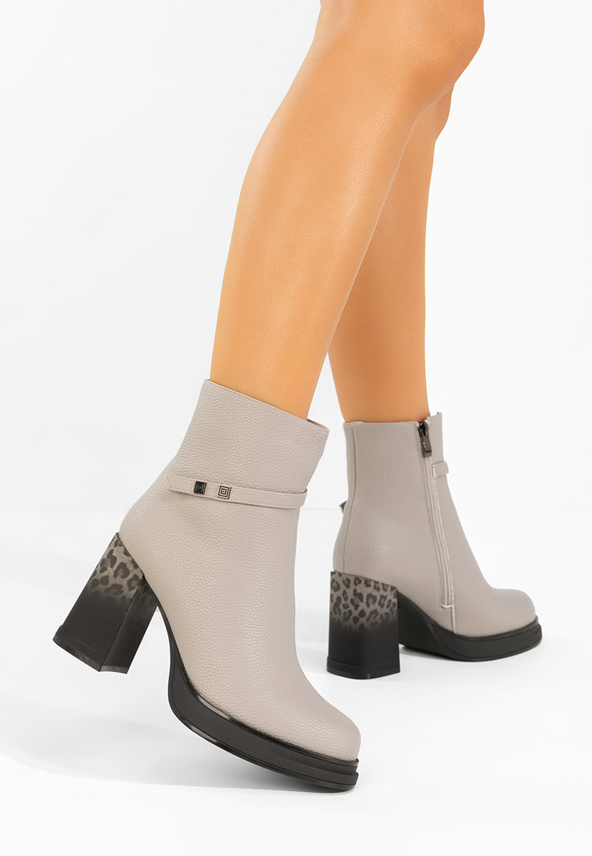 Botine cu toc gros Rannia V2 gri