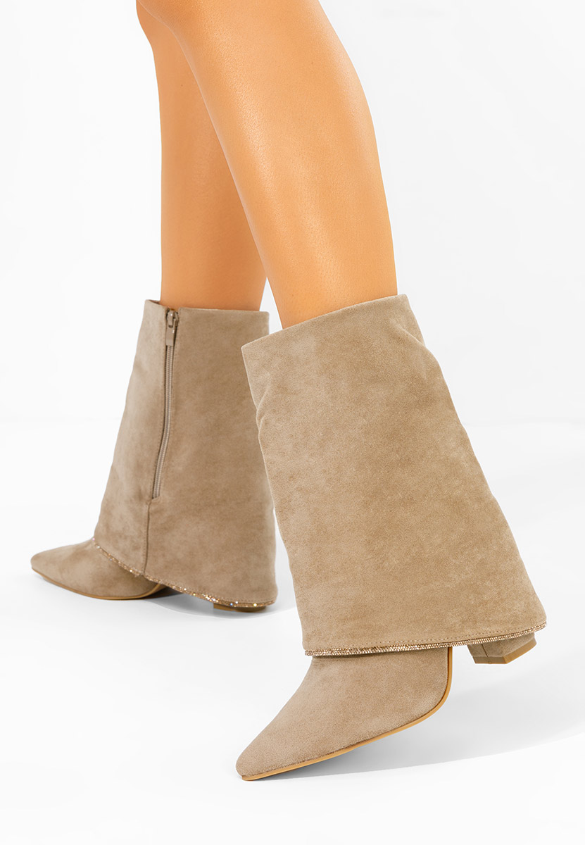 Cizme scurte cu toc Nelora kaki