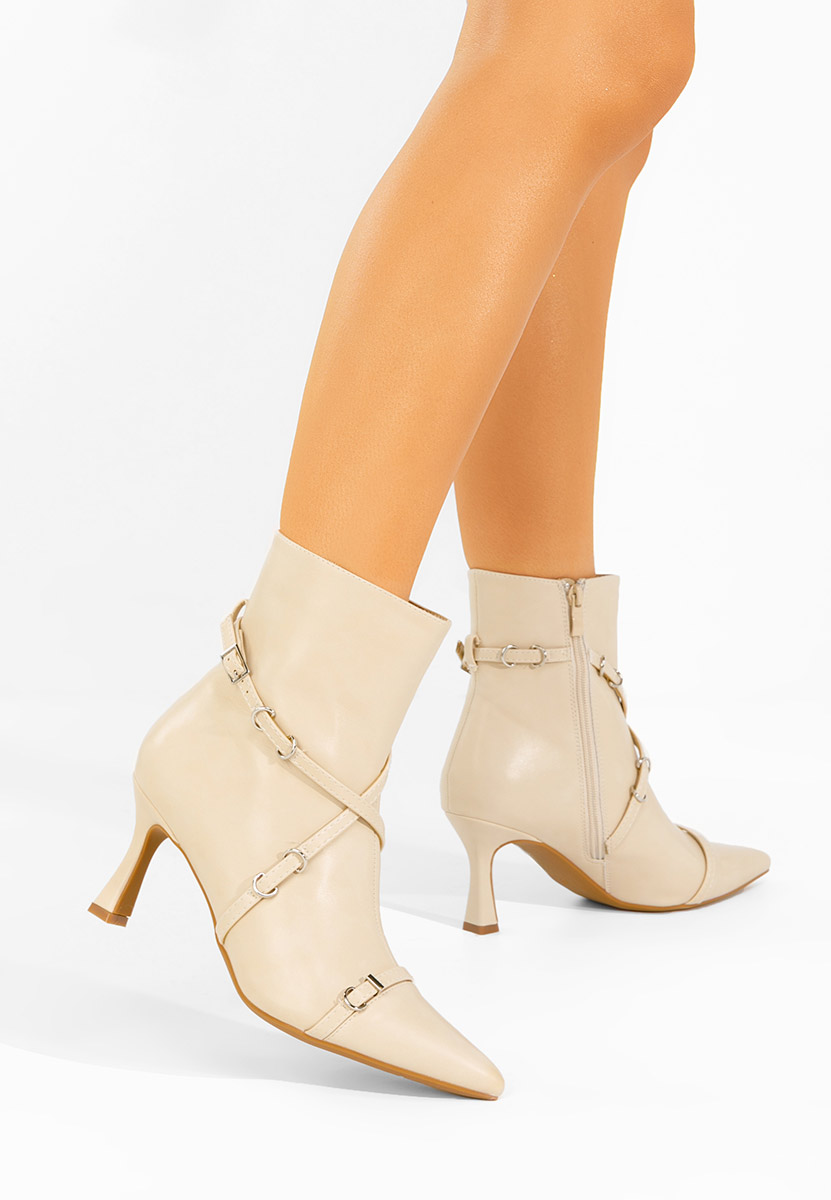 Botine cu toc subtire Marcelia V2 bej