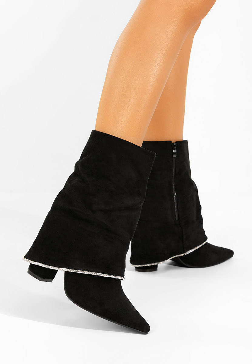 Cizme scurte cu toc Nelora negre